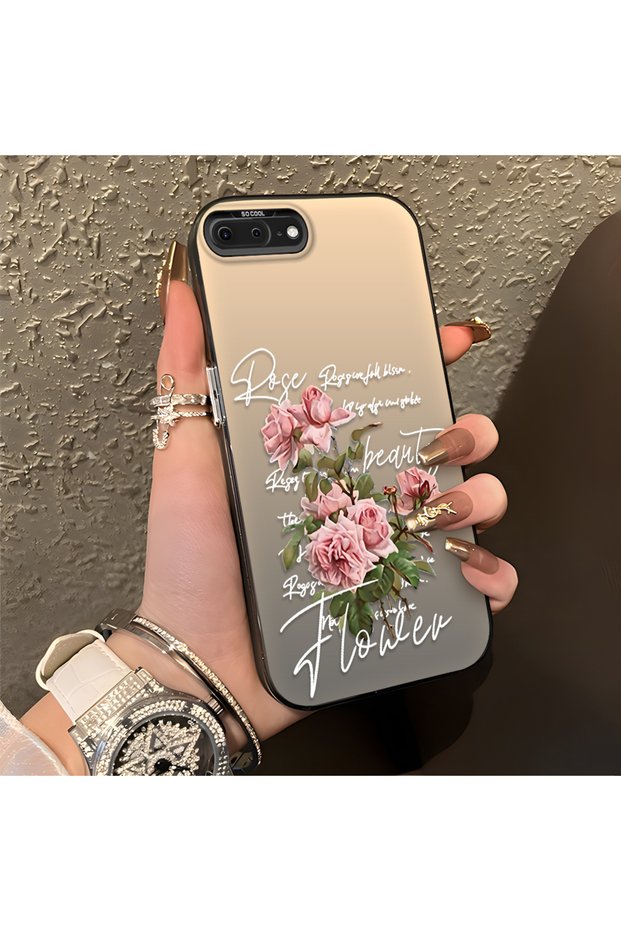 iPhone 7 Plus/8 Plus Compatible Rose and Text Pattern Case, Protective, Daily Use