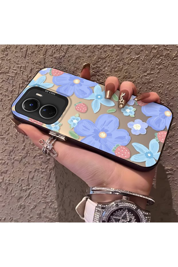Vivo Y56 Compatible Floral Strawberry Mix Patterned Case, Protective, Daily Use