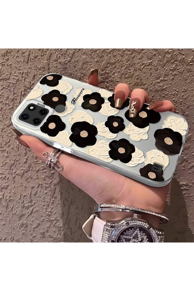 Realme C21Y/C25Y Compatible Oil Painting Style Flower Printed Case, Long-Lasting, Elegant