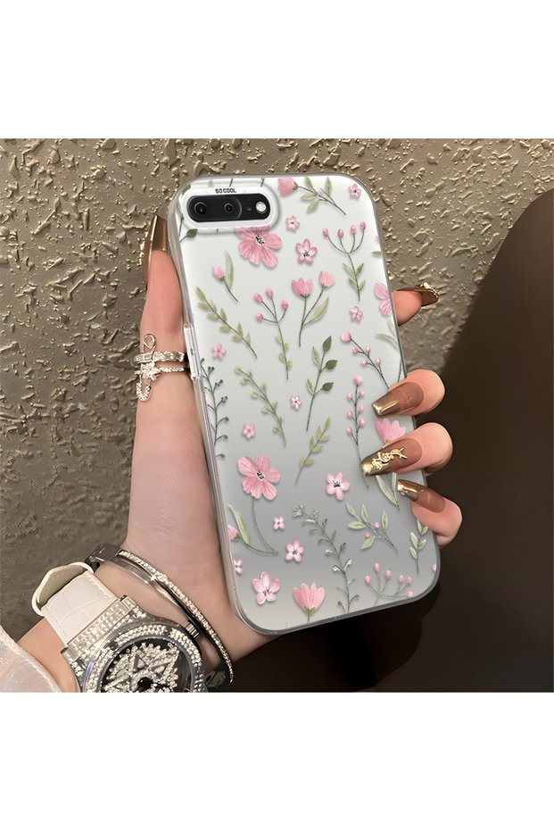 Pink Branch Flower Case Compatible with iPhone 7 Plus/8 Plus, Shockproof Silicone, Stylish