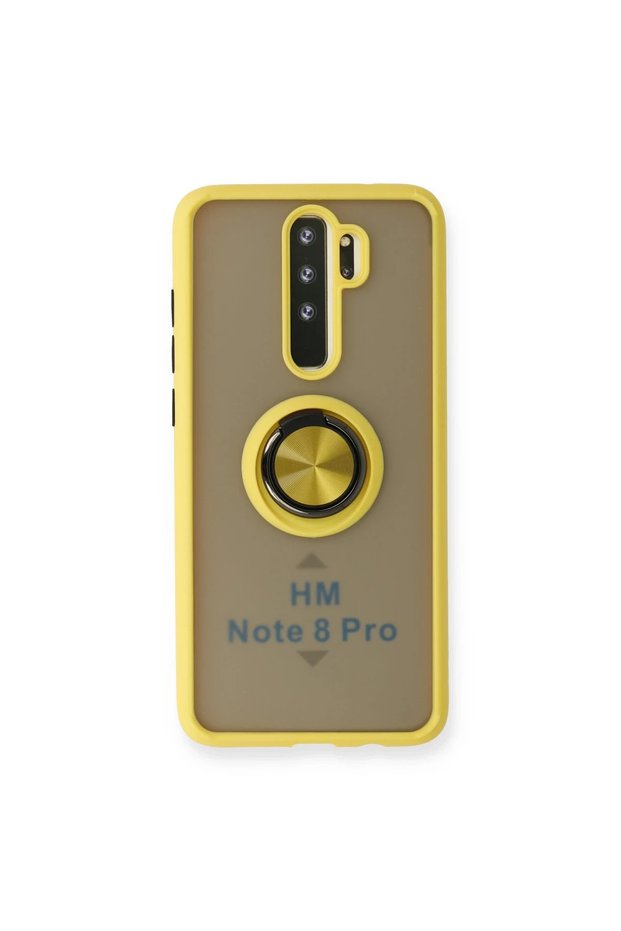 غطاء حماية سيليكون لهاتف Xiaomi Redmi Note 8 Pro مع حلقة مونتريال - أصفر