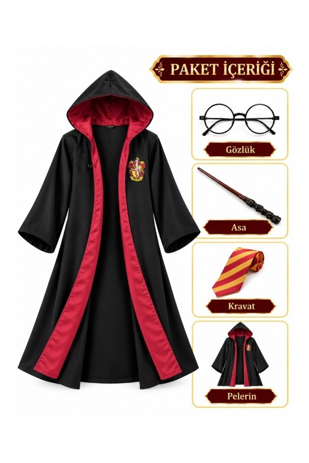Harry Potter Costume for Kids and Adults - Harry Potter Robe Glasses Wand Tie Set