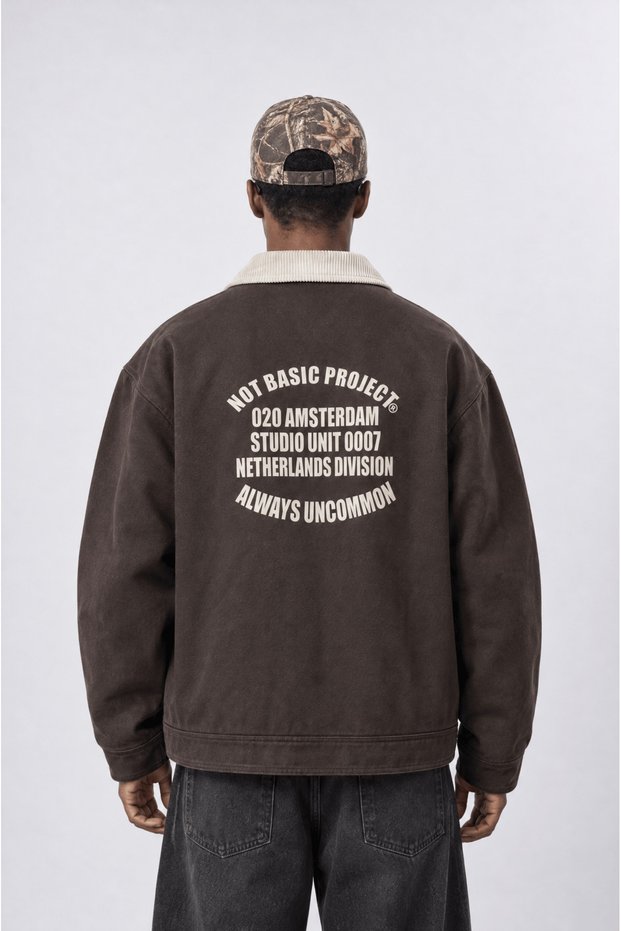 Men's Not Basic Project Printed Oversize Jacket Brown