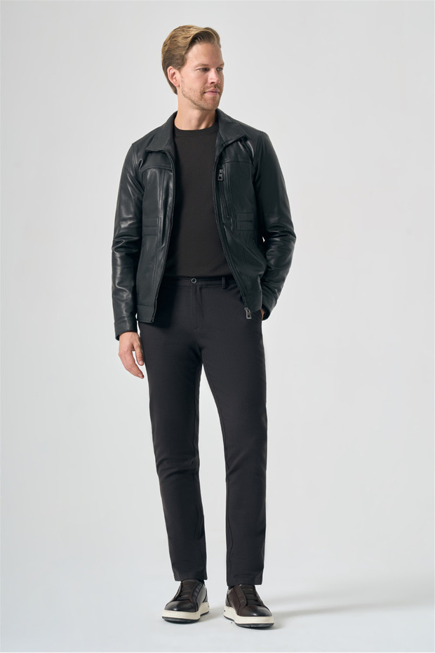 Black Collar Standard Fit 100% Lambskin Coat 1038265152