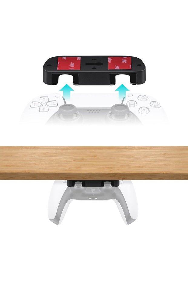 حامل تحكم تحت المكتب لأجهزة PS5/PS4، حامل طاولة متوافق مع وحدة تحكم بلايستيشن 5/4 - أسود (ليس متوافق مع PS5 Slim)