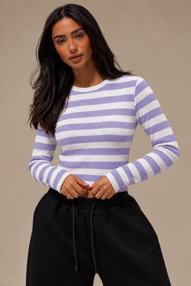 Women's Crew Neck Striped Blouse