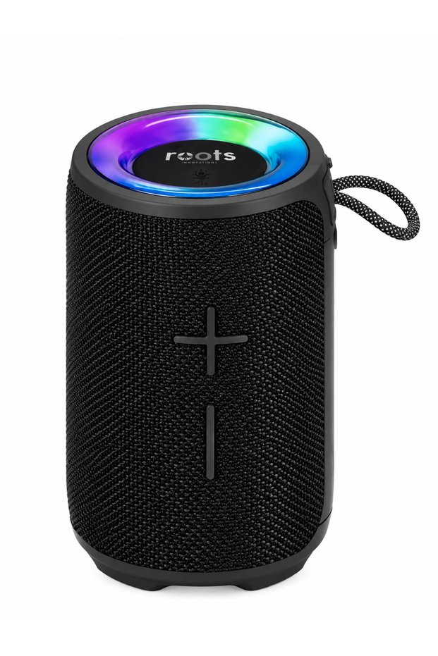 Portable Bluetooth Speaker with RGB LED Lights, 1800mAh Rechargeable Battery, Up to 30 Hours Playtime, Wireless Outdoor Speaker with Carry Strap for Travel, Home & Outdoor Use, Black