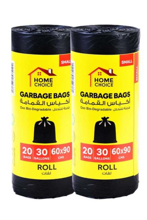 HOME CHOICE 30 Gallons,Biodegradable Garbage Bags Rolls 60*90, pack of 2(40 Garbage Bags), Small Bin
