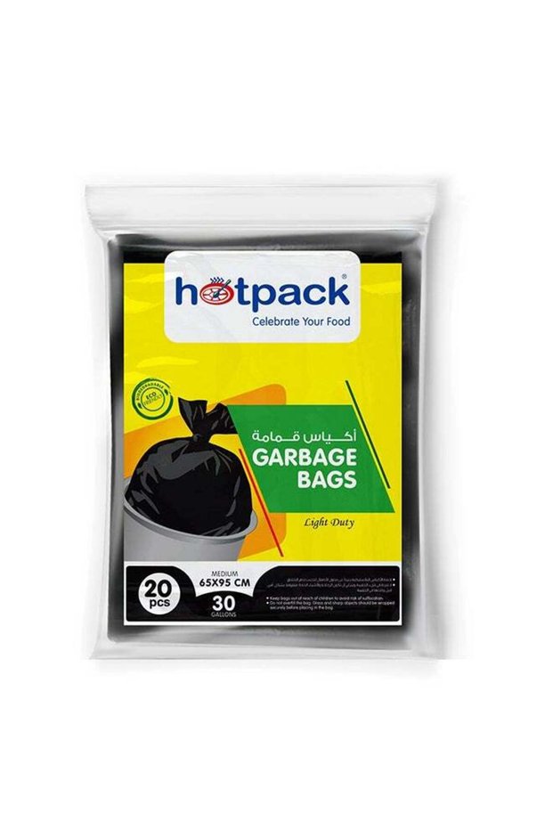 Hotpack Garbage Bag, 30 Gallon, 20 Pieces Black 65x95cm