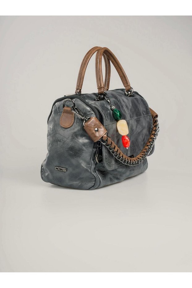 Kupa Gray Leather Shoulder and Hand Bag