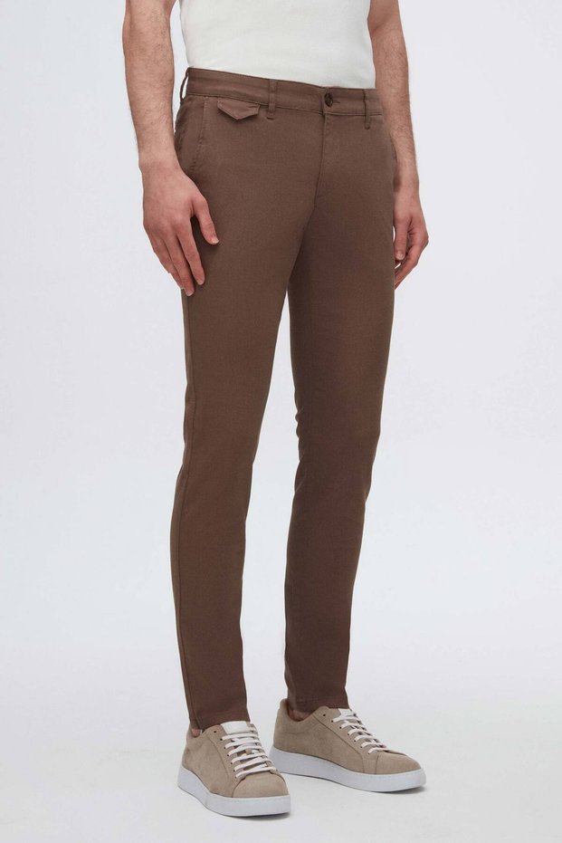Slim Fit Mink Dobby Chino Trousers