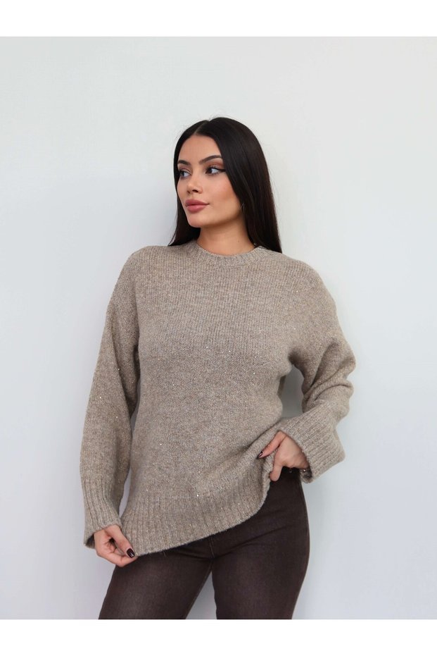 Glitter bicycle collar oversize sweater