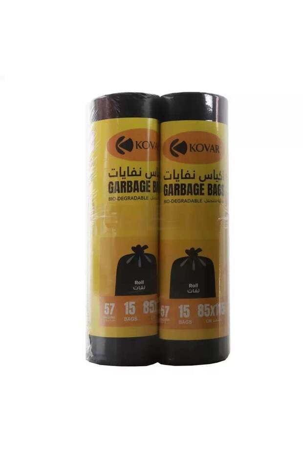 kovar Day To Garbage Roll, Heavy Duty Trash Bag, 57 Gallon, 15 Sheets, Garbage Bag Black, Large, Pac