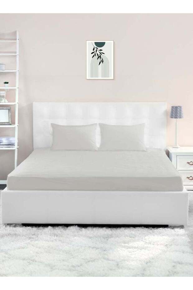 Single Size Fitted Sheet | Soft 400TC Sateen Cotton Material | Light Grey Color | 1 Fitted
