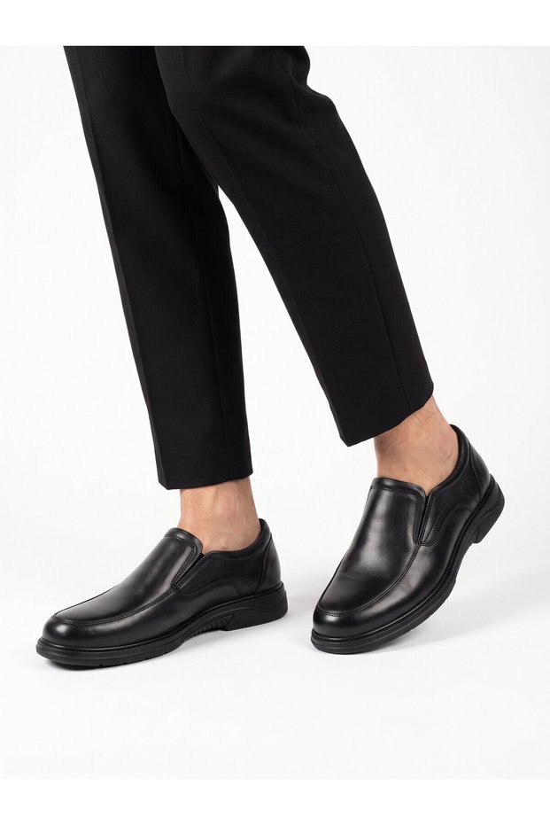 Heel Support Orthopedic Comfortable Sole Black Genuine Leather Men's Classic Shoes Ll2317-2087