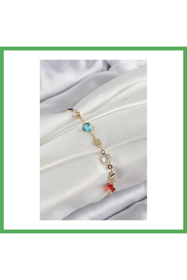 Brass Mixed Color Zircon Stone Gold Color Women's Bracelet Bezoss