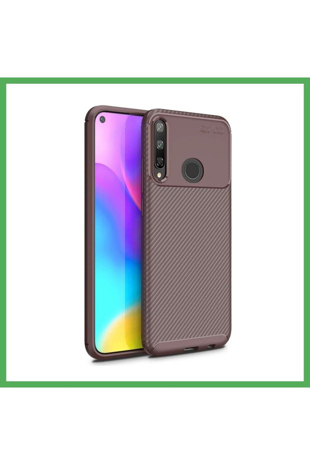 Huawei P40 Lite Compatible E Case Auto Focus Carbon Cover - Brown Bezoss