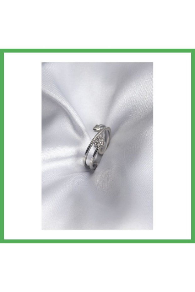 Brass Silver Color Zircon Stone Detailed Model Women's Ring Bezoss