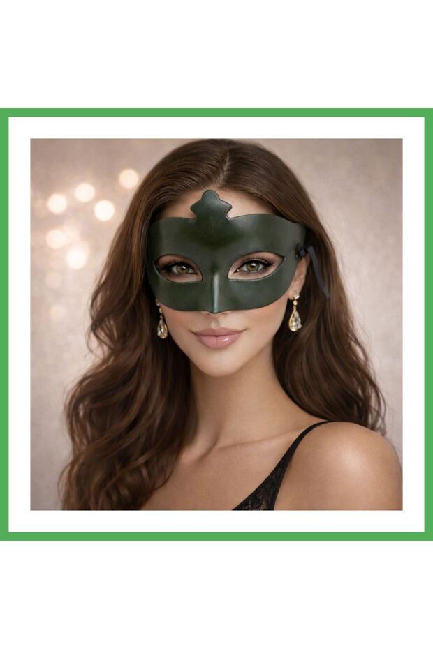 Khaki Green Mysterious Masquerade Mask Bezoss