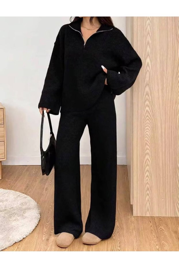 Zippered Thessaloniki Knitwear Top and Bottom Set
