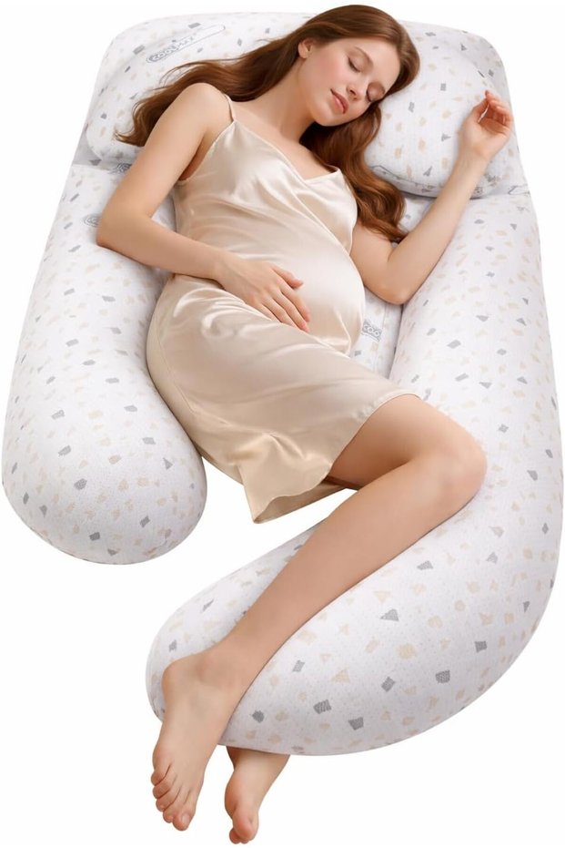 SKY-TOUCH Pregnancy Pillows for Sleeping, U Shaped Full Body Maternity Pillow with Removable Cover - Support for Back, Legs, Belly, HIPS for Pregnant Women, 126x63x15cm