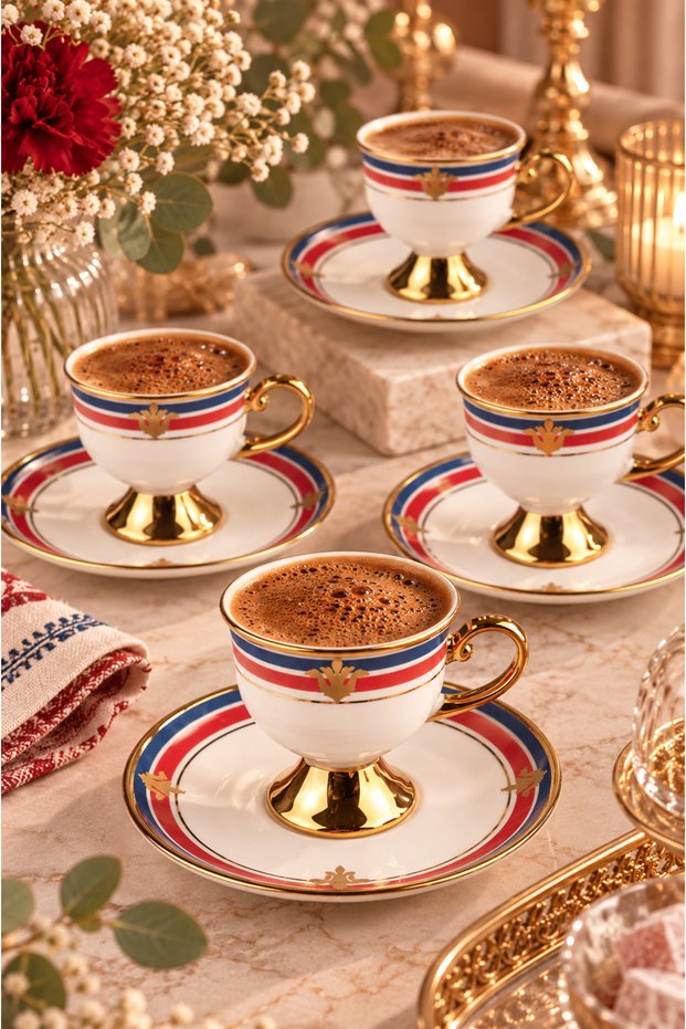 Gold Star 6 Person Porcelain Coffee Cup