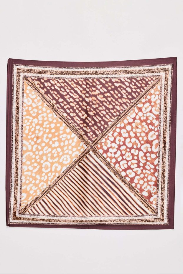 Women's Brown Patterned Bandana Scarf