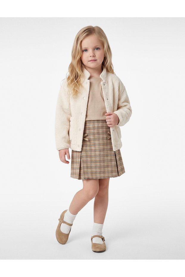 Baby Girls Beige Checked Skirt