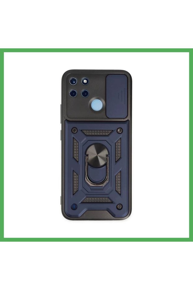 Realme C25Y Compatible Case with Lens Ring Silicone - Navy Blue Bezoss