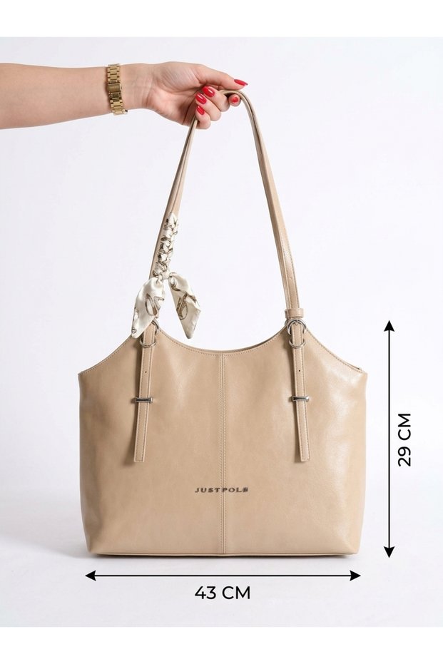 Leather-Look Shoulder Bag with Multiple Compartments and Adjustable Strap - Classic and Stylish Everyday Bag