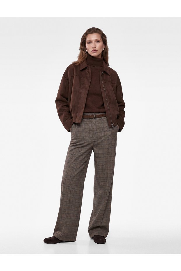 Women Brown Checked Trousers