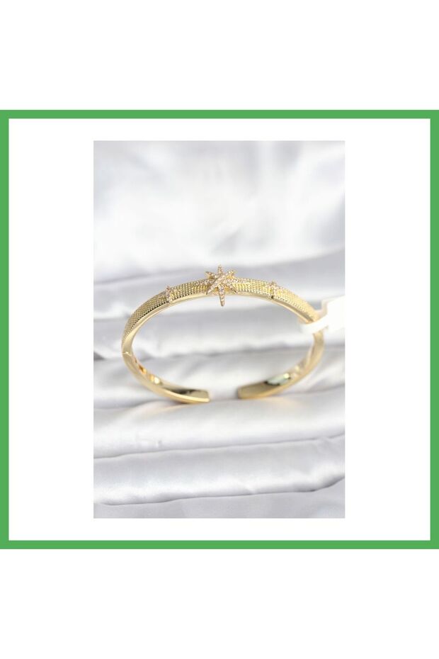 Brass Gold Color Pole Star Model Women's Handcuff Bracelet Bezoss