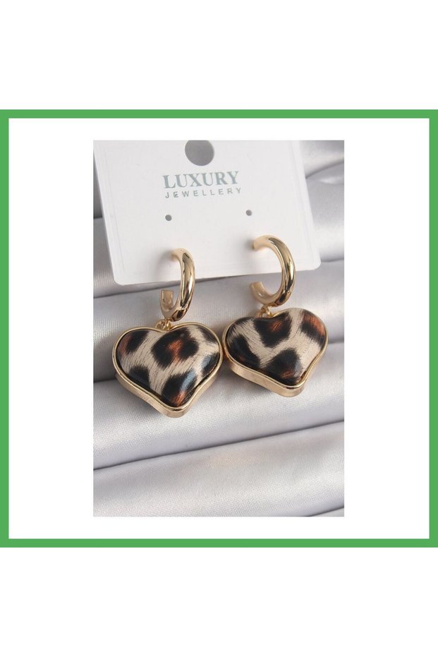 Brass Gold Color 3D Leopard Model Women's Earrings Bezoss