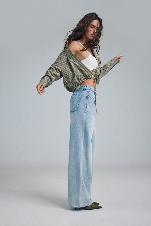 D91 düşük geniş paça jean