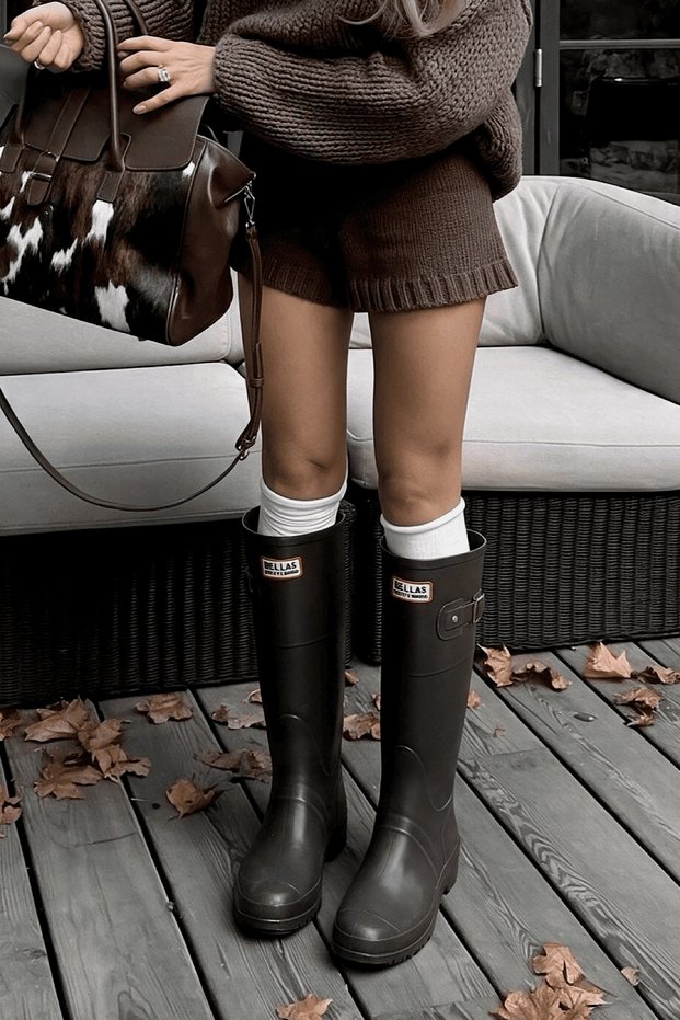 Yagy Acı Kahve Label Detailed Women's Rain Boots