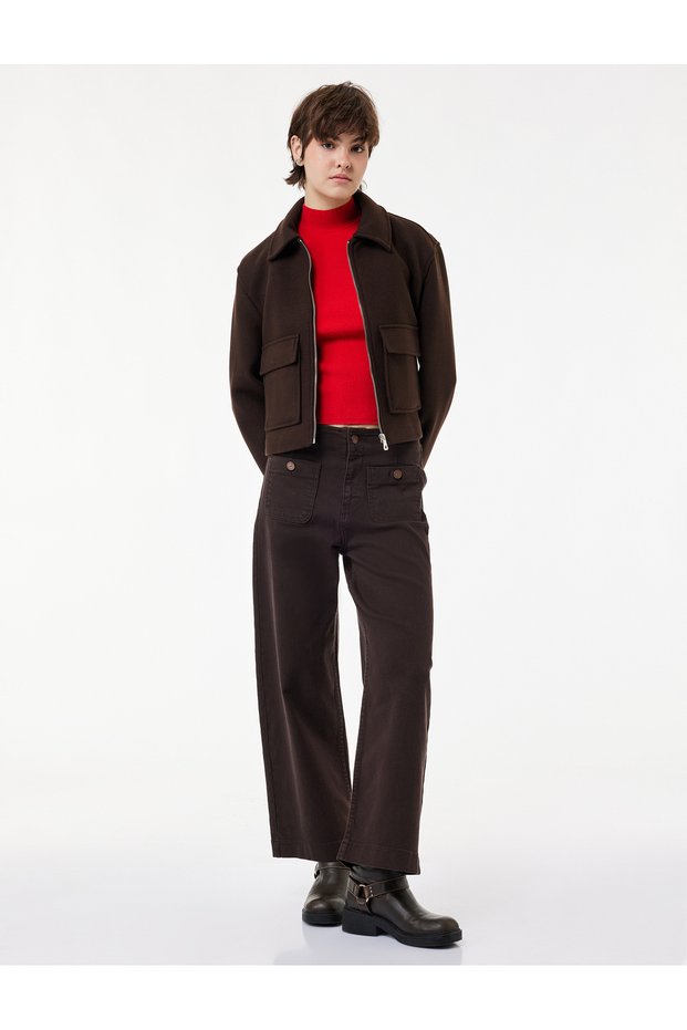 Women Brown Plain Trousers