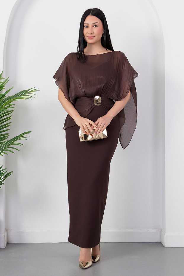 Organza Detail Dress with Rope Straps Grs4213