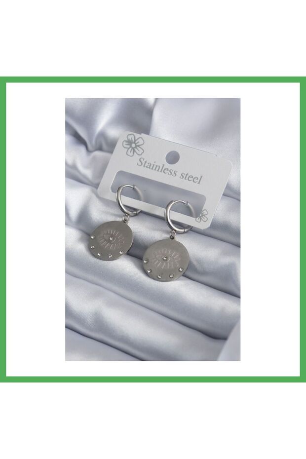 316L Steel Silver Color Eye Embroidery Zircon Stone Detail Women's Earrings Bezoss