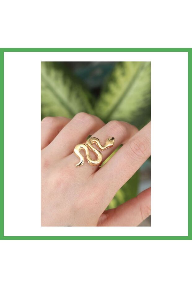 Brass Gold Color Adjustable Snake Ring Bezoss