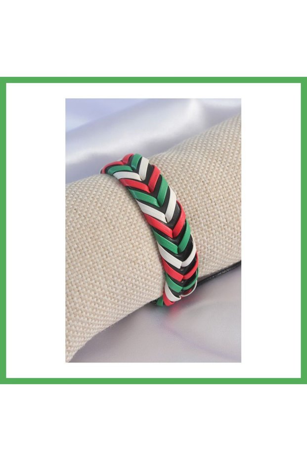 Men's Leather Bracelet with Multicolored String BEZOSS