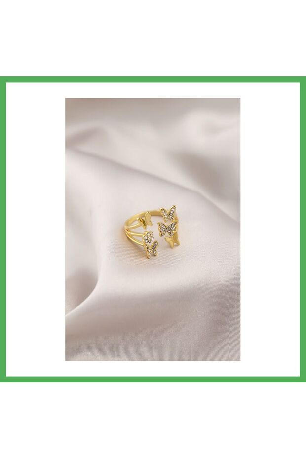 Gold Color Metal Butterfly Model Women's Ring Bezoss