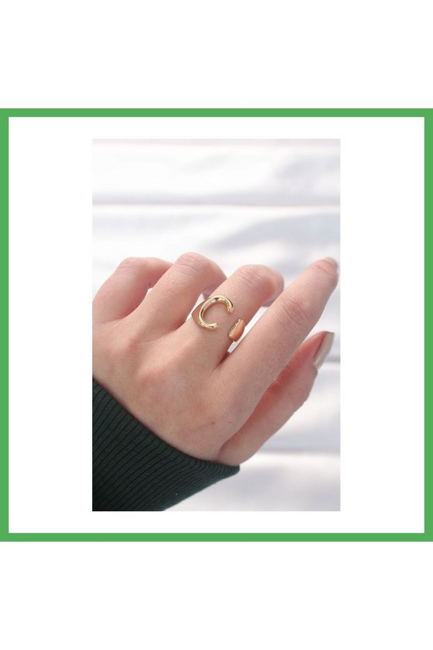 Letter C Gold Color Adjustable Ring Bezoss