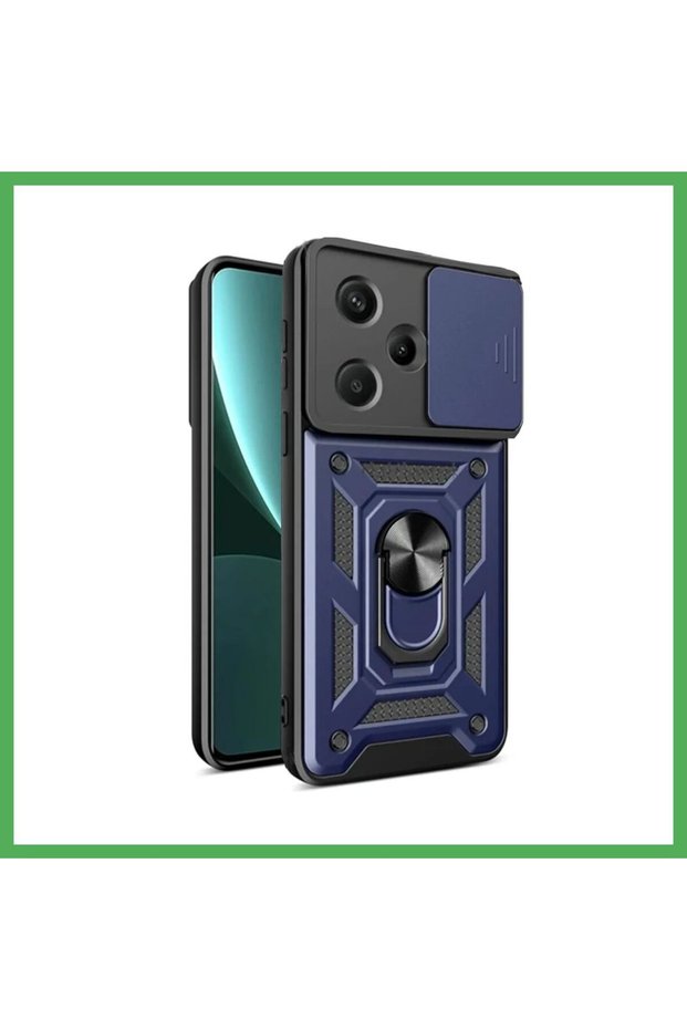 حافظة متوافقة مع هاتف Redmi Note 13 Pro Plus مصنوعة من السيليكون مع حلقة عدسة Pars - أزرق داكن BEZOSS