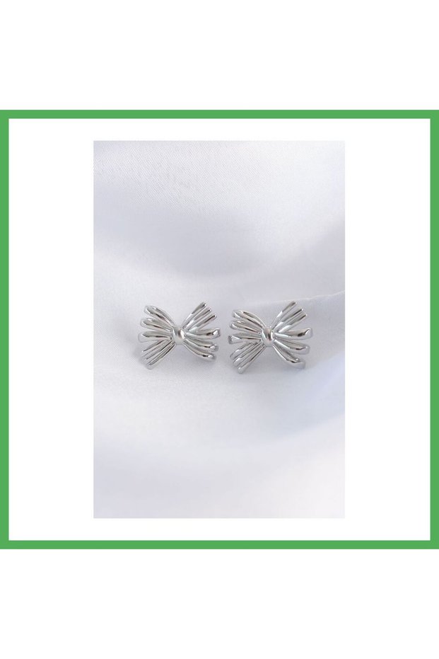 Brass Silver Color Bow Earrings Bezoss