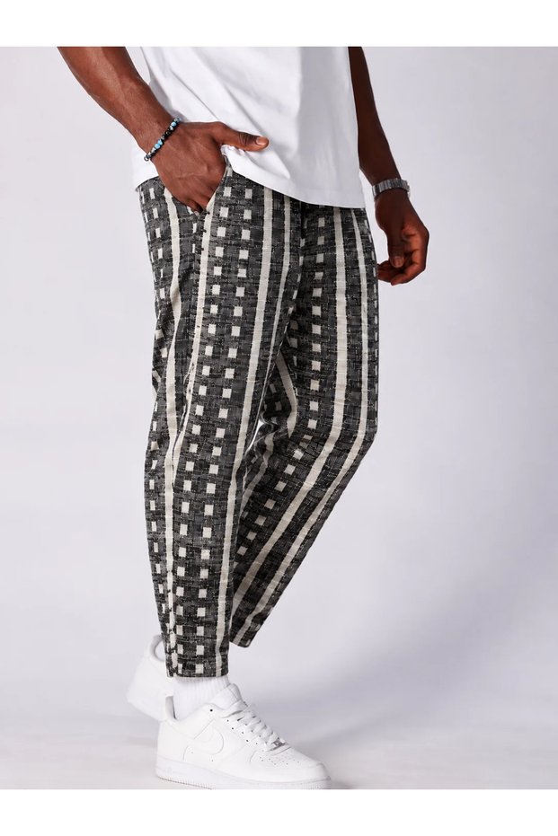 Patterned Trousers with Elastic Waist
