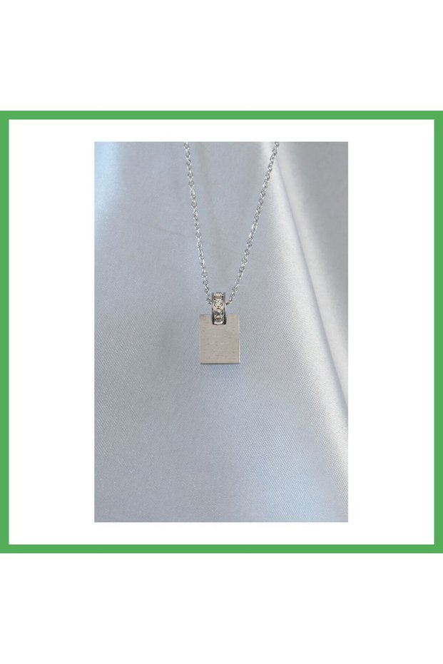 316L Steel Chain Silver Color Zircon Stone Love Letter Necklace Bezoss