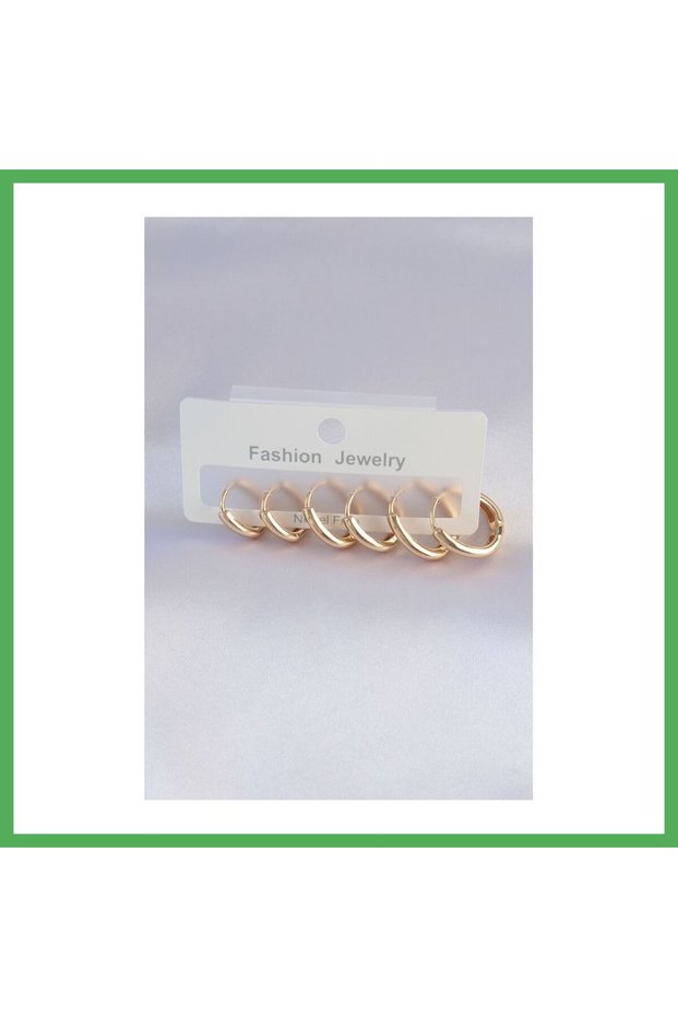 Brass Gold Color Oval Earring Set Bezoss