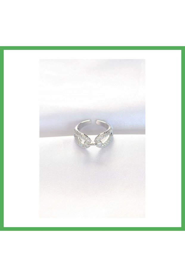 Zircon Stone Silver Color Adjustable Ring Bezoss