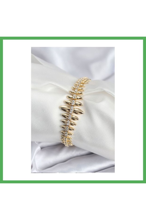 Brass Vip Series Gold Color Row Drop Model Women's Bracelet Bezoss