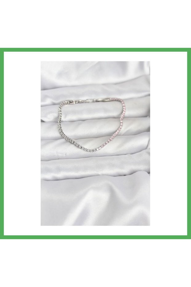 Pink and White Zircon Stone Silver Color Waterway Women's Bracelet Bezoss